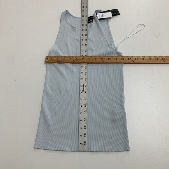 Banana Republic Tank Top Womens S Small Sky Blue Halter Neck Ribbed Skintight - Picture 9 of 11